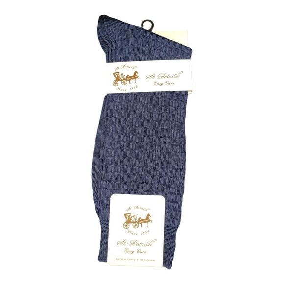 MEN'S ST. PATRICK SILKY DRESS SOCKS FASHION COLORS NAVY. - Picture 1 of 2